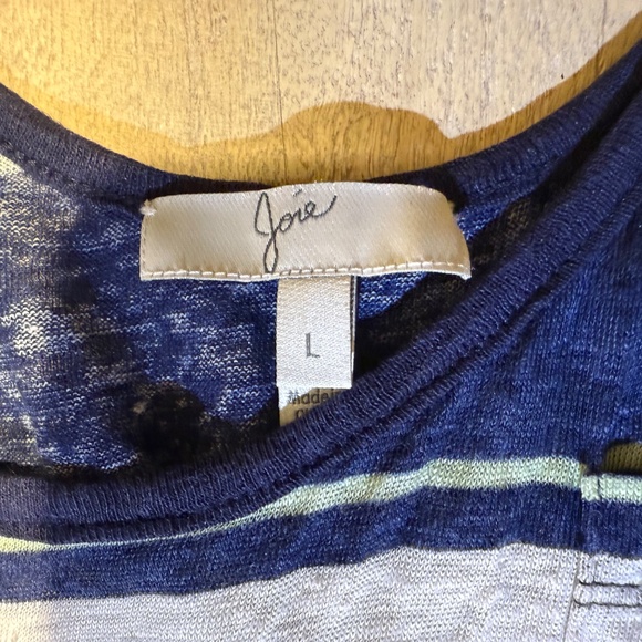 JOIE Carmenella Navy White Striped Linen Tank Top Size Large - Picture 6 of 14